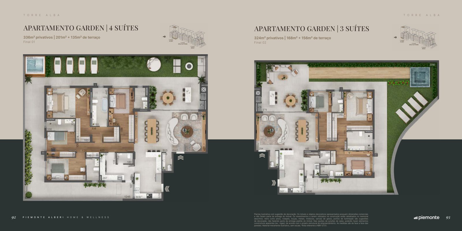 Planta Apartamento Garden até 408m² Piemonte Alberi