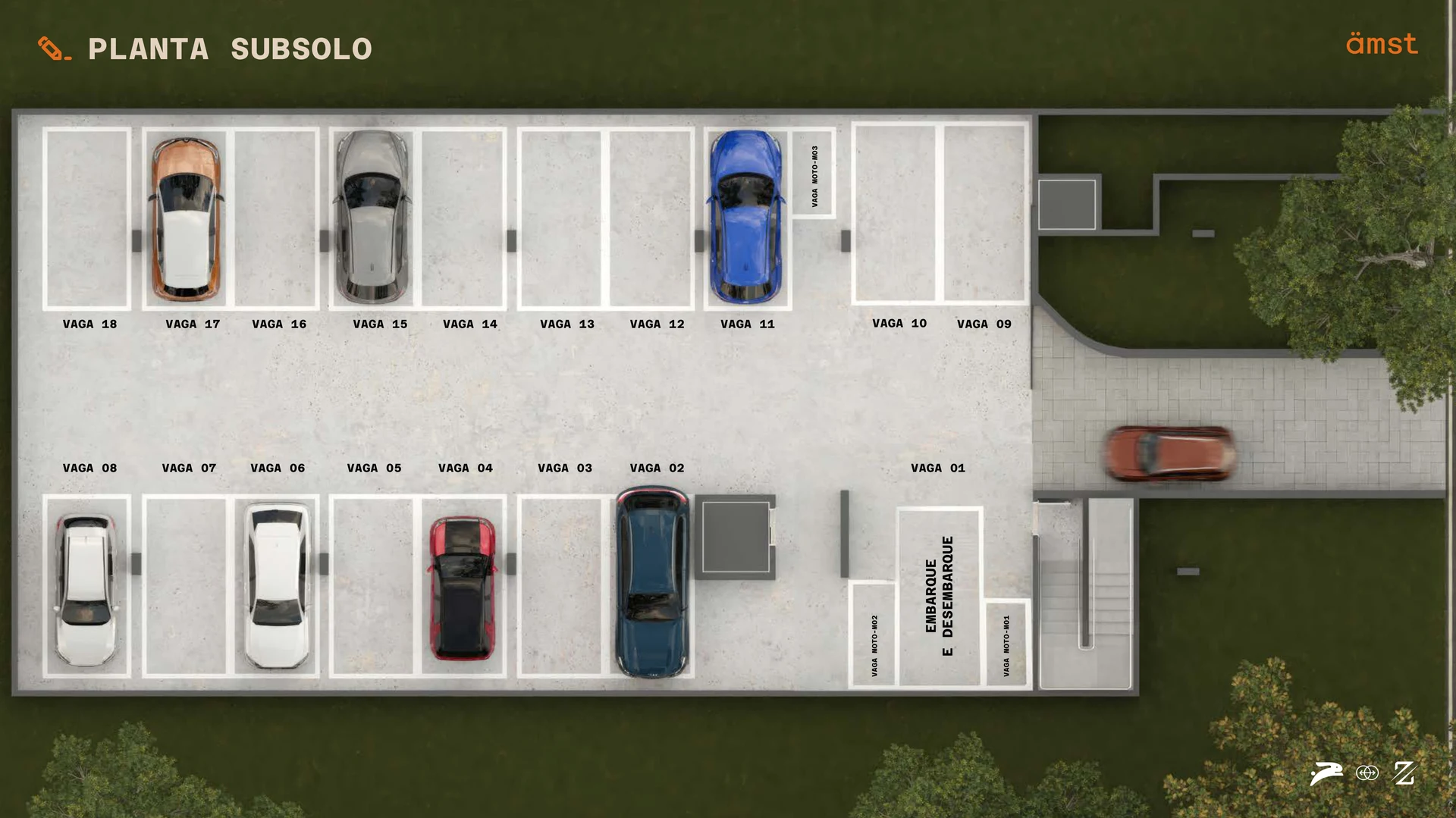 Planta Subsolo Garagem AMST Curitiba