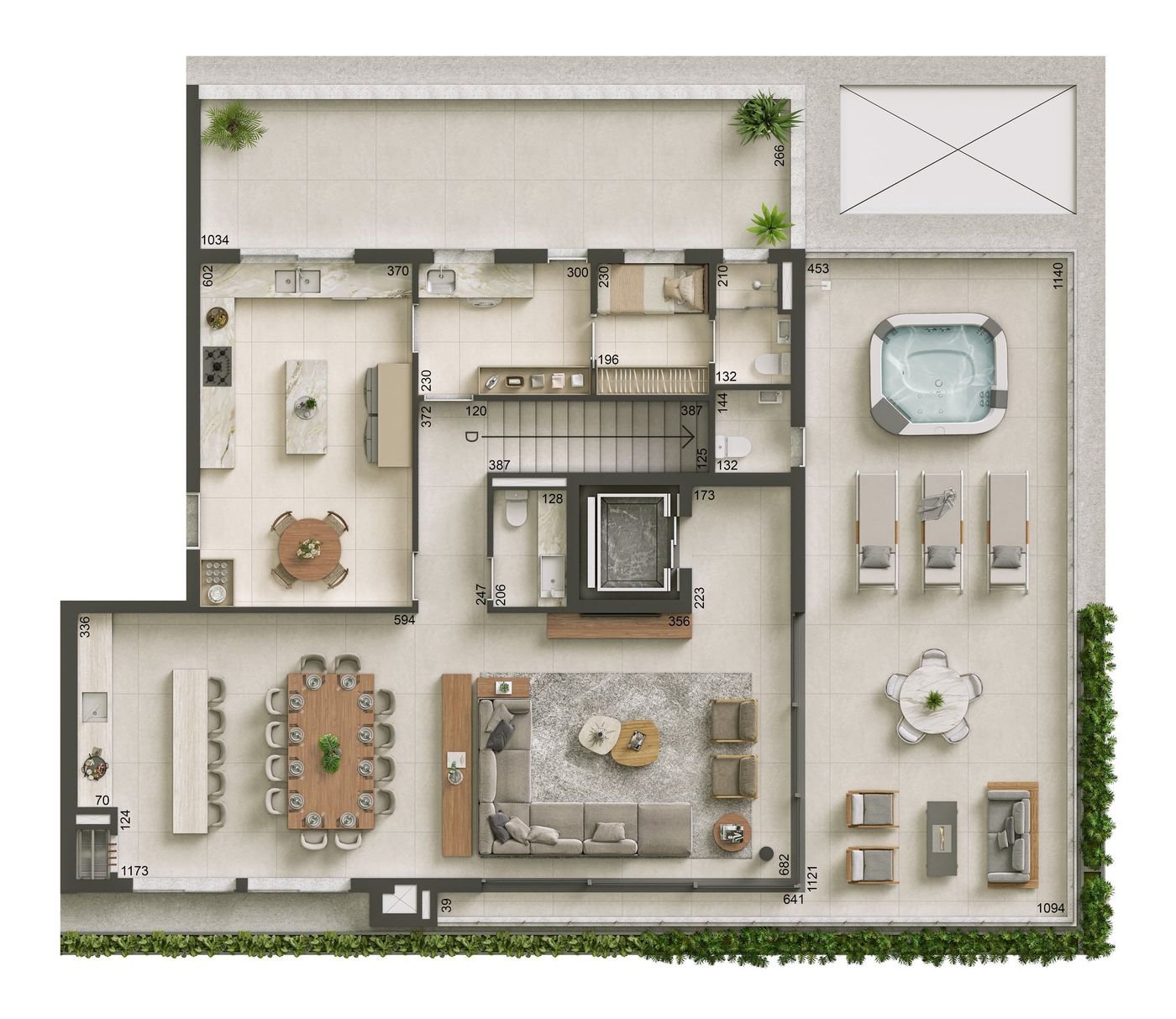Planta Cobertura Duplex Ático Piemonte Dóra