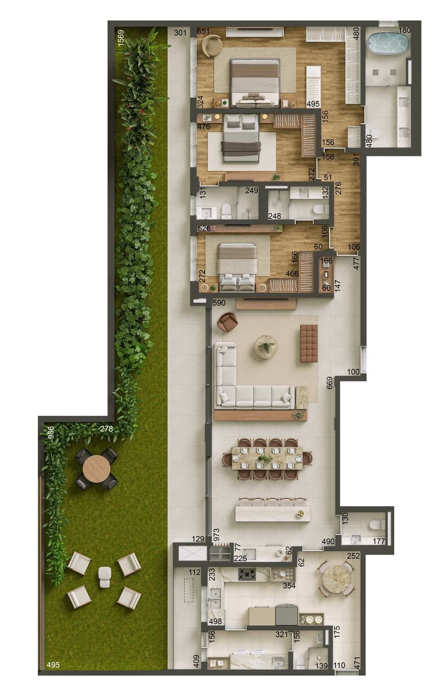 Planta Apartamento Garden Piemonte Dóra
