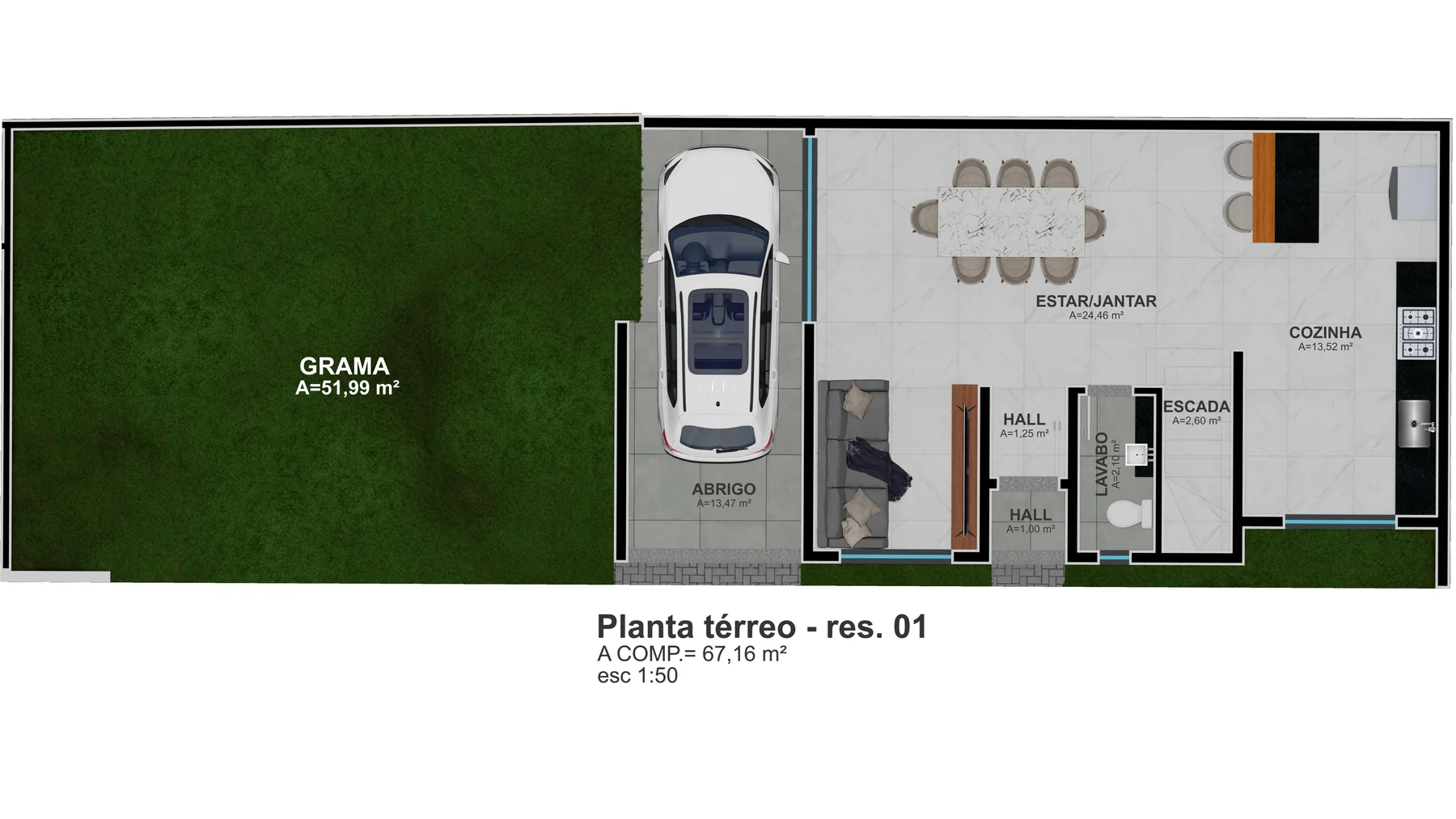 Planta Humanizada Residência 01 Térreo Grand Pallazo III