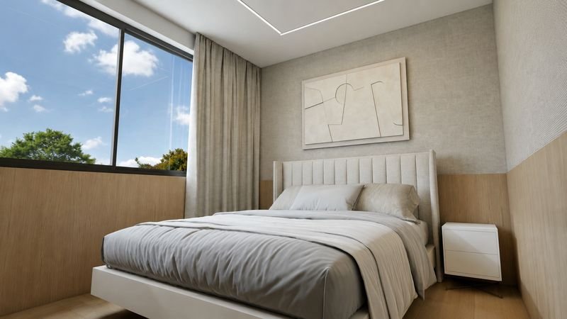 Sala e living amplo do apartamento de 1 quarto
