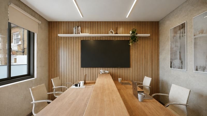 Coworking decorado do edifício Mônaco Residence